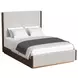 Perth Beige and Brown Queen Upholstered Platform Bed with LED