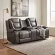Briscoe Light And Dark Gray Double Glider Reclining Loveseat With Center Console