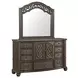 Rosalinda Mahogany 7 Drawer Dresser and Arched Mirror