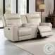 Bryluxe Taupe Leather 76" Lay Flat Power Reclining Console Loveseat with Power Headrest and USB Charging