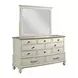 Litchfield Sunwashed and Brown 10 Drawer Cotswold Dresser with Rectangular Landscape Mirror