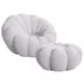 Pumpkin Gray Upholstered Swivel Chair and Round Ottoman