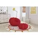 Pumpkin Red Upholstered Swivel Chair and Round Ottoman