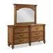 Ashbourne Cognac 6 Drawer Mayview Dresser with Rectangular Mirror