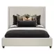 Kimberly Mystical Linen and Dark Brown King Upholstered Panel Bed