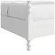 Haven Warm White Queen Upholstered Canopy Poster Bed