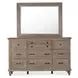Lancaster Dovetail Gray 9 Drawer Dresser with Rectangular Mirror