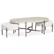 Jennings Edgecomb Gray and Weathered Antique Nickel Oval Cocktail Table with 2 Ottomans