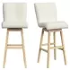 Cambria Beige Upholstered Swivel Bar Stool Set of 2