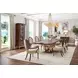 Camellia Field Warm Pecan and Linen Dining Arm Chair