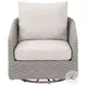 Caspian Ecru Weave Outdoor Performance Fabric Swivel Rocker Sofa Chair