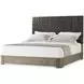 Echoes Gray Echo Oak and Black Leather California King Upholstered Panel Bed