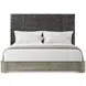 Echoes Gray Echo Oak and Black Leather California King Upholstered Panel Bed