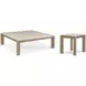 Monterey Hawthorne Light and Beige Square Travertine Top Occasional Table Set