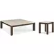 Monterey Hawthorne Dark and Beige Square Travertine Top Occasional Table Set