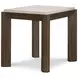 Monterey Hawthorne Dark and Beige Square Travertine Top Occasional Table Set