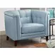 Elric Spa Blue Leather Upholstered Accent Chair