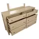 Meadowrise Sandstone Beige 6 Drawer Dresser with Rectangular Mirror