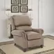 Churchill Cashmere Taupe Leather Push Thru The Arms Recliner with Nailhead Trim