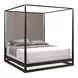 Pinstripe Dark Chocolate and Rich Walnut Queen Canopy Bed