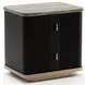 Rhythm Black Stained Ash and Neutral Metallic 2 Drawer Small Nightstand with Travertine Top