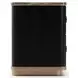 Rhythm Black Stained Ash and Neutral Metallic 2 Drawer Small Nightstand with Travertine Top
