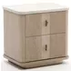 Rhythm Sun Drenched Oak and Neutral Metallic 2 Drawer Nightstand with Travertine Top