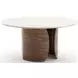 Fleur Porcini and Travertine 60" Round Dining Table
