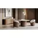 Fleur Porcini and Travertine 60" Round Dining Table