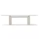 Overlap Latte and Travertine 112" Rectangular Dining Table
