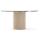 Rhythm Sun Drenched Oak and Clear Glass Top 60" Round Dining Table