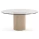 Rhythm Sun Drenched Oak and Clear Glass Top 60" Round Dining Table