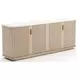 Rhythm Sun Drenched Oak and Neutral Metallic 4 Door Sideboard with Travertine Top