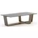 Counter Balance Brushed Gold and Smoked Bronze Glass Top Cocktail Table
