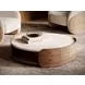 Fleur Porcini and Travertine Round Cocktail Table