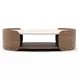 Fleur Porcini and Travertine Round Cocktail Table