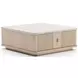 Rhythm Sun Drenched Oak and Neutral Metallic Square Cocktail Table with Travertine Top