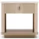 Rhythm Sun Drenched Oak and Neutral Metallic 1 Drawer End Table with Travertine Top