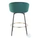 Claire Black Metal And Emerald Green Velvet With Gold Metal Accent Swivel Counter Height Stool Set Of 2