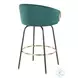 Claire Black Metal And Emerald Green Velvet With Gold Metal Accent Swivel Counter Height Stool Set Of 2