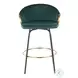 Claire Black Metal And Emerald Green Velvet With Gold Metal Accent Swivel Counter Height Stool Set Of 2