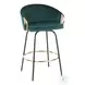 Claire Black Metal And Emerald Green Velvet With Gold Metal Accent Swivel Counter Height Stool Set Of 2