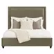 Kimberly Mystical Moss and Dark Brown King Upholstered Panel Bed
