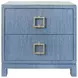 Cole Blue Dyed Rectangular 2 Drawer Glass Top Side Table