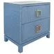 Cole Blue Dyed Rectangular 2 Drawer Glass Top Side Table