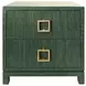 Cole Green Dyed Rectangular 2 Drawer Glass Top Side Table