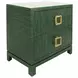 Cole Green Dyed Rectangular 2 Drawer Glass Top Side Table