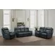 Corry Pretty G Dark Blue Leather 77" Power Reclining Console Loveseat with Power Lumbar and USB Charging