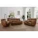 Corry Simon Saddle Leather 77" Power Reclining Console Loveseat with Power Lumbar and USB Charging