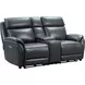 Corry Pretty G Dark Blue Leather 77" Power Reclining Console Loveseat with Power Lumbar and USB Charging